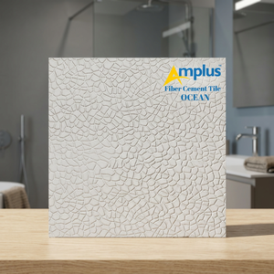 Plaque de plafond suspendue en fibro-ciment Amplus OCEAN White Square, imperméable, design texturé moderne - Product Image 3