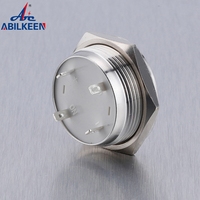 19mm 22mm noir corps court le plus plat 12mm 16mm métal momentané étanche 3V-220V Led illuminé RGB bouton poussoir