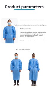 Robe d'isolement jetable unisexe en tissu non tissé SMS <span class=keywords><strong>multicouche</strong></span>, vêtements de protection pour hôpital - Product Image 5