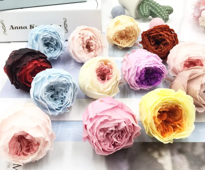 Bouquet floral éternelles de luxe multicolore, personnalisé, Rose préservée pour la décoration, un ensemble cadeau de la saint-valentin
