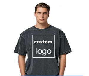 100% coton 230g Dtg impression surdimensionné Logo personnalisé lavage à l'acide pierre en détresse blanc poids lourd lâche Vintage hommes t-shirt - Product Image 1