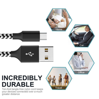 Câble de charge rapide USB de haute qualité, tressé en nylon, 3 pieds (1 m), USB Type C, câble USB C pour téléphone portable