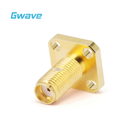Conector RF de montaje de mamparo hembra SMA para PCB, brida de 4 orificios, Material de latón de