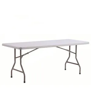 Moon 8ft plastic folding table blow molding leisure outdoor table panel 75.5cm powder coated finished steelframe