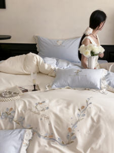 <span class=keywords><strong>Set</strong></span> di Biancheria da Letto 4 Pezzi 100% Cotone con Federe Ricamate in Pizzo e Lenzuolo Piatto 100TC Motivo Floreale - Product Image 6