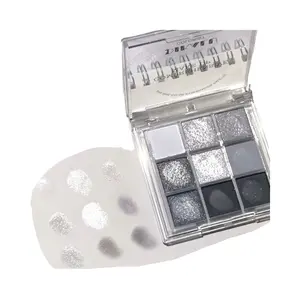 Authentic Hot nine color eyeshadow 2024 clear cold smoke powder tray low saturation matte pearl glitter tulip eye makeup