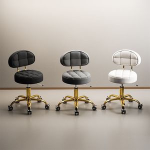 Chaise de Salon de Beauté Pivotante et Réglable en Hauteur avec Roulettes, Tabouret de Coiffure et <span class=keywords><strong>Manucure</strong></span> d'Extérieur avec Dossier, Chaise de Barbier en Métal - Product Image 3
