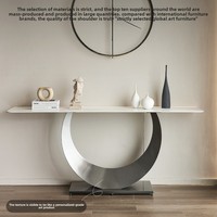 Table Console Moderne de Luxe en Bois et Métal, Décoration Élégante avec Dalle de Roche pour Salon ou Meuble d'Entrée