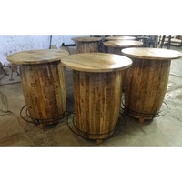 Mesas de Bar Altas de Madera de Mango de Diseño Industrial Urbano Moderno para Exteriores, Hoteles, Apartamentos, para Barriles de Vino y Whisky