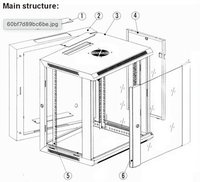 Armoire murale en acier à double section d'occasion 6u/9u/12u Rack de serveur réseau pour équipement de commutation Rack d'ordinateur