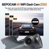 Caméra embarquée 4K UHD 30fps Écran IPS 1 an Contrôle par application WIFI Vision nocturne 150° Grand angle Mode de stationnement 24h Enregistreur vidéo ZD03