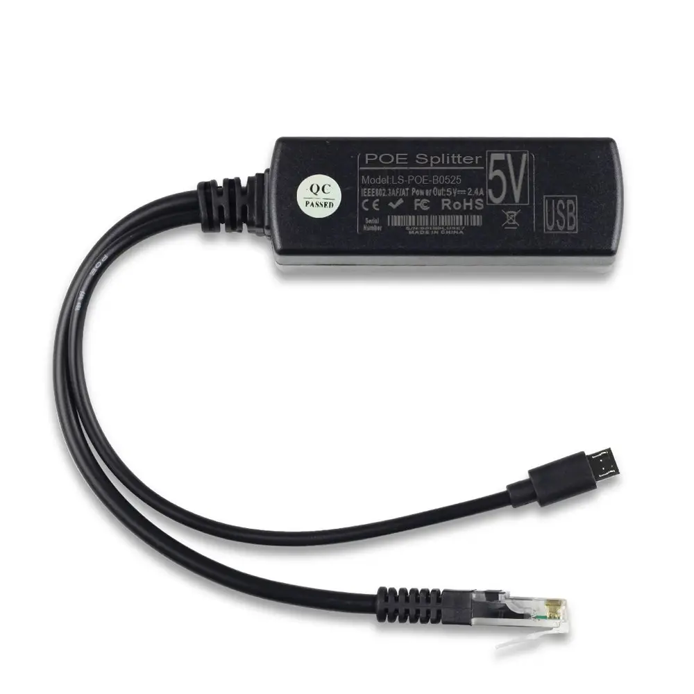 Sunsoont POE Splitter 48V için 5V 12V mikro USB/tip-c/DC 10/100mbps Power Over Ethernet