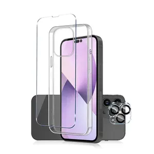 LFD974 360 degrés Kit de Protection complète du téléphone protecteur d'écran protecteur d'objectif d'appareil photo pour iPhone 14 13 12 Pro Max avec étui TPU PC