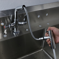 Robinet de cuisine professionnel de haute qualité avec cartouche céramique, mitigeur pulvérisateur télescopique rotatif extérieur à montage sur plan, avec douchette extractible