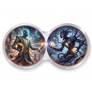 Set di Monete Commemorative 1 oz in Rame Puro 999, Tema Animale <span class=keywords><strong>Arcano</strong></span>, Accademico vs Demone del Vuoto, Fantasia Cosmica, Stampa UV Idraulica a Rilievo 3D - Product Image 1