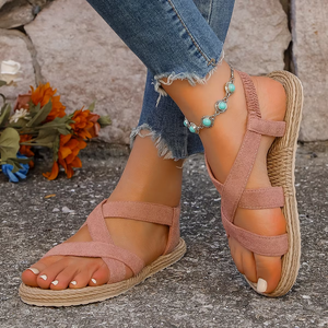 Sandalias planas de suela blanda antideslizantes resistentes al desgaste con características de color sólido a la moda para mujer - Product Image 4