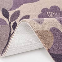 Tapis de bain rectangulaire décoratif à motif floral violet abstrait, doux, absorbant et antidérapant pour entrée et maison
