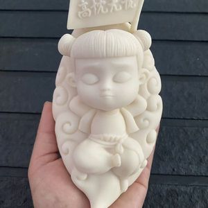 Brûleur d'encens Nezha, ornement en pierre blanche, diffuseur de parfum fait à la main, pour la maison, le bureau, la voiture, décoration de bureau, cadeau - Product Image 4
