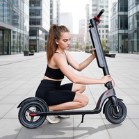 Patinete Eléctrico Plegable de Dos Ruedas con Altura Ajustable, Motores Dobles sin Escobillas de 350W, Marco de Aleación de Aluminio y Suspensión Completa