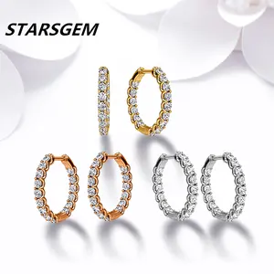 Starsgem Eternity Hoop Earrings Group Order 10k/14k/18k gold 18mm outside diameter 2.0mm lab diamonds earrings hoop