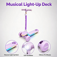Trottinette à 3 roues pour enfants avec pédale musicale, phare et lumières LED, hauteur réglable, pour les enfants de 2 à 6 ans, certifiée CE
