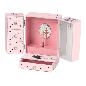 Caja musical de madera con forma de estrella brillante para niñas, cajita musical para joyería - Product Image 1