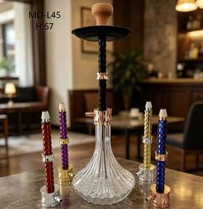 MD-L45 67cm Chicha Narguilé à Tige Torsadée, Base en Verre Transparent, Tige Remplaçable, Style Arabe - Product Image 5