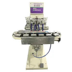 Mesin Cetak Cup Pad Tinta 4 Warna Operasi Semi-otomatis YYZ4-300-90 untuk Mencetak Permukaan Bulat Datar