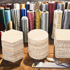 Eco-Friendly Unfinished Pine Bamboo Wood Coasters 4-Inch Round Blank Wooden for DIY Wood Base Crafts <b>Table</b> <b>Mat</b> Wedding Pad - Product Image 2