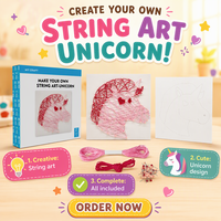 Kit d'artisanat DIY pour enfants, créez votre propre décoration en ficelle licorne, jouet artisanal en fil à broder fait main pour enfants