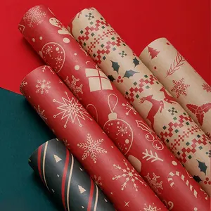 定制精美圣诞礼物Papel De Embrulho包装纸卷批发圣诞包装纸