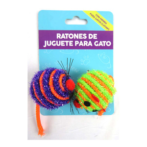 Jouets pour chats PETDOM, souris en peluche colorées, lot de 2, souris interactives en peluche pour chats et chatons - Product Image 1