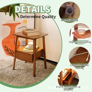 Factory direct sales of modern minimalist brown round <b>table</b>, <b>compact</b> open <b>bedside</b> <b>table</b>, suitable for small spaces in living - Product Image 4