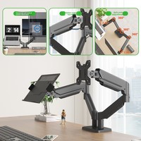 Support pour ordinateur portable à double écran, bras à ressort à gaz rotatif à 360 degrés, support de bureau VESA réglable pour la maison et le bureau, 576x950x105mm