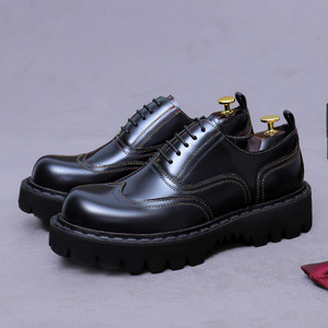 Zapatos Oxford de Hombre con Suela Gruesa y Tacón Alto, Estilo Inglés, para Vestir Formal, de Cuero Vacuno, Zapatos de Novio para Boda - Product Image 4
