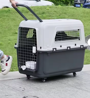 Cage de transport portable pour animaux de compagnie avec roues, chariot, cage de voyage en plastique, imperméable, légère, pour chiens et chats