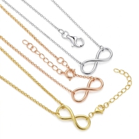 Collier infini en argent sterling 925 QX, chaîne à maillons délicats, pendentif, placage or personnalisé, fabricant de bijoux en gros