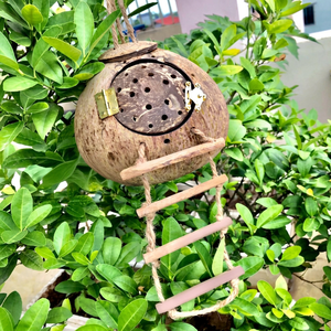 100% Handicraft Natural Coconut Shell <b>Bird</b> House Nest Eco-Friendly Waterproof Animal Pet House Laser Engraved Logo All Seasons - Product Image 1