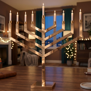 Ménorah Candelabre Moderne Doré Écologique pour Activités Religieuses et Pâques, Porte-Bougie Hanouka Durable et Résistant à la Chaleur - Product Image 4