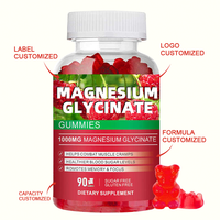 OEM Private Label Magnesium Glycinaat Gummies 1000mg voor Volwassenen Verbeterd Geheugen Slaap Ontspanning Suiker Vrij Vegan 60 Stuks