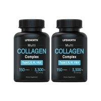 Complément de collagène de qualité OEM Lifeworth, marque privée, biotine, multi-collagène plus vitamine C, capsule molle en gel pour adultes, pour la peau