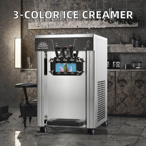 Machine à crème glacée molle verticale de petite taille en acier inoxydable certifiée CE, trois couleurs, pour un usage domestique, alimentation électrique - Product Image 2