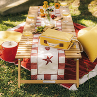 Table de pique-nique pliante en teck, portable, pliable, basse, pour le jardin, la cour, la pelouse, la plage, le parc, les fêtes