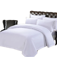 Parure de lit blanche 100% coton, couleur unie, douce et respirante, drap, housse de couette, taie d'oreiller, literie de luxe pour hôtel, maison, chambre à coucher