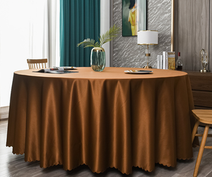 ホテルレストランホワイトラウンドポリエステルテーブルクロスオーバーレイラグジュアリースタイルラグジュアリーウェディングバンケットテーブルカバーダイニングキッチンスペース - Product Image 2