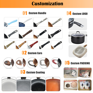 8 Pieces Non-stick Cookware Set Aluminum <b>Saucepan</b> Frying Pan Soup Pot with Glass Lids Granite Coating Kitchen Pot and Pan Set - Product Image 3