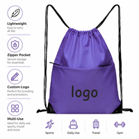 Sac à dos promotionnel personnalisé en nylon imperméable souple avec cordon de serrage, idéal pour le shopping, la gym et le sport, avec logo, vente en gros
