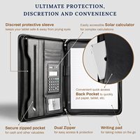 Carpeta Portafolio de Negocios de Cuero PU Negro con Cremallera, Funda para Tablet con Impresión por Sublimación UV y Laminación, 10.1 Pulgadas, Marca OEM