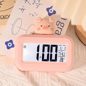 Kid Cartoon <strong>Digital</strong> <strong>Clock</strong> Temperature Display Large Screen Electronic Date <strong>Day</strong> Alarm 8 Different Rings Piggy Shape Desktop <strong>Clock</strong> - Product Image 5