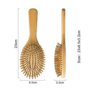Cepillo de pelo de madera de bambú con cojín de aire con logotipo personalizado para mujer, peine para desenredar piojos con características de comodidad - Product Image 2